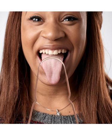 Stainless Steel U Shape Tongue Scraper - Portable Rose Gold Tongue Brush for Oral Care | Best Tongue Cleaning Tool for Adults - Buy Online on GoSupps.com