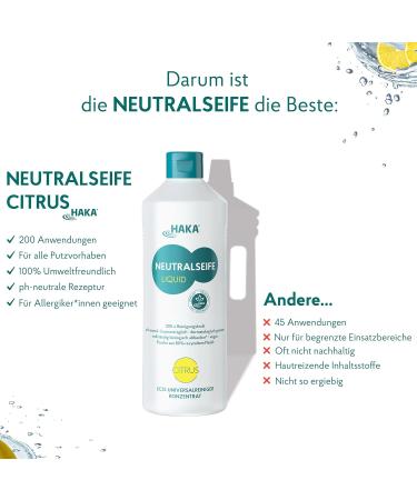 HAKA Neutral Soap Liquid Citrus Cleaner - pH-Neutral 200 Applications Long-Lasting Lemon Scent 1L All-Purpose International Shipping - Buy Online on GoSupps.com