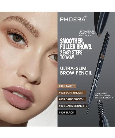 PHOERA Ultra-Slim Eyebrow Pencil with Brush - 04 Dark Brunette | Precise & Long-Lasting | Natural-Looking Brows - Buy Online on GoSupps.com