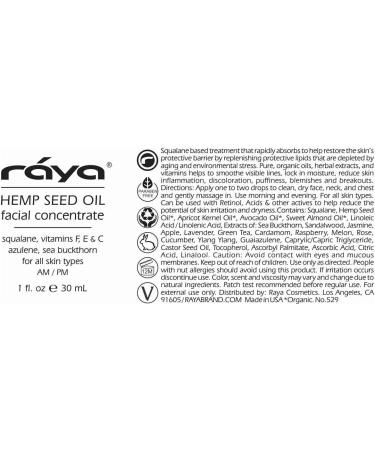 Raya Hemp Seed Oil Facial Serum | Nourishing Anti-Aging Moisturizer for Mature Dry & Acne-Prone Skin - Buy Online on GoSupps.com
