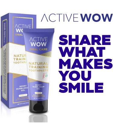 Active Wow Natural Kids Toothpaste Fluoride Free SLS & Paraben Free Safe to Swallow for Training Toothbrushing Baby and Toddler Toothpaste Cavity-Fighting Vegan Berry Bubblegum 1 Tube - Buy Online on GoSupps.com