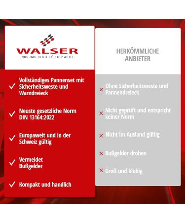 Walser 2024 Car Bandage Pocket - STVO Compliant 3-in-1 First Aid Set with Breakdown Triangle & Warning Vest | DIN 13164 Approved - Buy Online on GoSupps.com