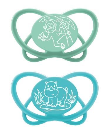 Nip Schnuller Green My Butterfly: pacifier made of natural raw materials extra flat suction part silicone still -friendly & jaw -friendly.Blue size 2 (5-18 months) size 2 (5-18 months) blue