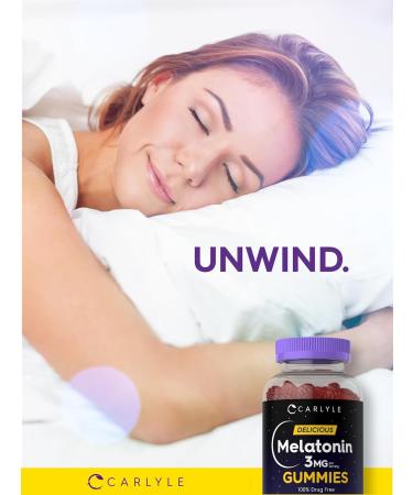 Carlyle Melatonin Gummies 3mg | 90 Count | Fruit Flavor Gummy Supplement | 100% Drug Free Support | Vegan Non-GMO Gluten Free - Buy Online on GoSupps.com