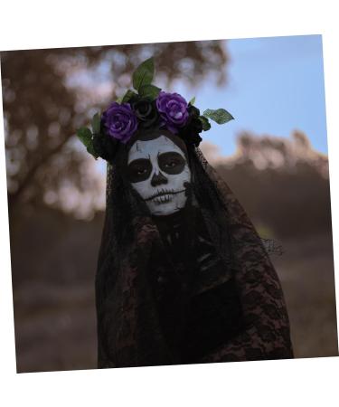 Beatifufu 1pc Rose Flower Headband Black Garland Halloween Flower Rose Veil Headband Black Headband Cosplay Wedding Headpiece Goth Clothes Hair Hoop Costumes for Romantic Hairband Lace - Buy Online on GoSupps.com