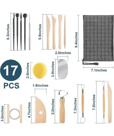18pcs Pottery Tool Kit for Polymer Clay Sculpting and Ceramics Trimming - Wooden Handle Sculpting Tools with Embossing Patterns - Buy Online on GoSupps.com
