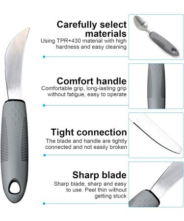 Adaptive Utensils (5-Pieces) Adaptive Utensils for Elderly Arthritis Parkinsons and Handicapped Stainless Steel and Dishwasher Safe - Grey - Buy Online on GoSupps.com