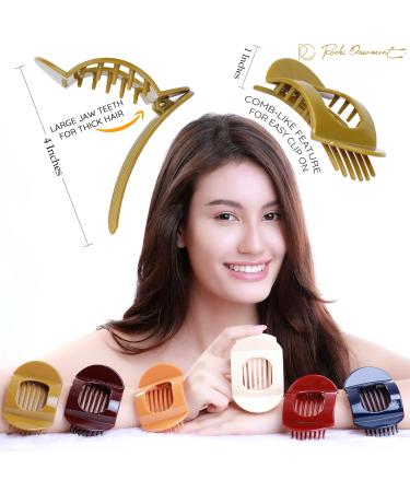 RC Roche 6-Piece Large Teeth Slipproof Hair Clips for Women & Girls - Classic Multifolitis (Medium 1 Piece) | Perfect for Thick Hair - Buy Online on GoSupps.com