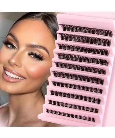 Lash Clusters 120Pcs DIY Eyelash Extenisons Natural Look Wispy Clusters Lashes 8-16MM D Curl Individual Lashes DIY at Home Wispy Fluffy Lash Extensions Reusable Individuals (Pretty)