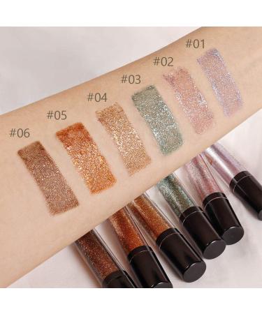 SUAKE 6 Pcs Liquid Glitter Eyeshadow & Eyeliner Makeup Kit - Purple Green Colors | Longwearing & Quick-Drying Shimmer Palette - Buy Online on GoSupps.com