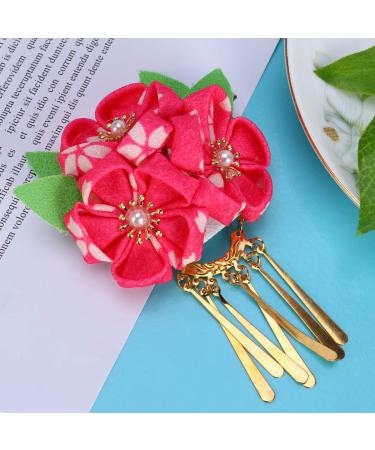 Amosfun Japanese Kanzashi Flower Hair Clip for Women and Girls - Pink - Buy Online on GoSupps.com