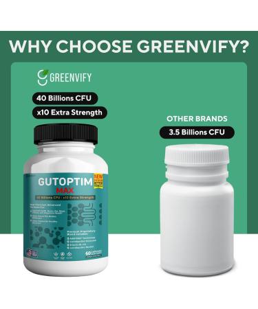 GREENVIFY GutOptim Max for Gums and Teeth Health - 40 Billion CFU Advanced Oral Probiotics Fresh Breath Support - 120 Capsules Oral Care Gums and Teeth Supplement (2) - Buy Online on GoSupps.com