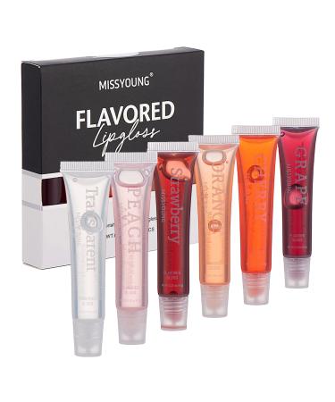 VolksRose 6pcs Lip Gloss Oil Set Flavored Lip Gloss Hydrating Lip Glow Oil Fruit Lipgloss Lipoil Set for Teens Girls Women Tinted Lip Gloss Packs Lip Glow Lip Balm for Dry Lips Nourishing 101-6pcs