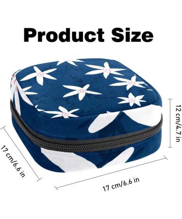 White Flower Pattern Navy Blue Sanitary Napkin Storage Bags | Eco-Friendly & Stylish Organization - Buy Online on GoSupps.com