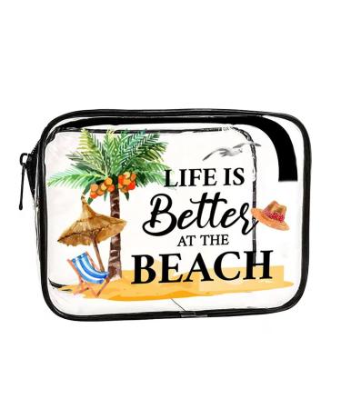 Makeup Organiser Make Up Bag: Clear PVC Travel Makeup Bag - Bag Portable Printed Cosmetic Bags for Women Girls - - Easy Clean Lightweight Perfect for Toiletries Cosmetics (H)