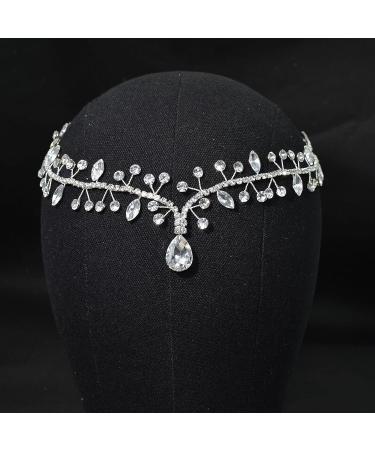 WONRLUA Rhinestone Forehead Headband - Bridal Wedding Hair Accessories in Silver - Buy Online on GoSupps.com