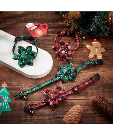 Webeedy Christmas Cat Neckbands - 4 Adjustable Breakaway Collars with Flower & Bell 18-28 cm Holiday Gifts for Cats - Buy Online on GoSupps.com