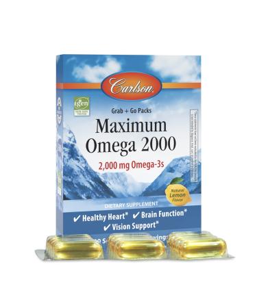 Carlson Labs Maximum Omega 2000 Natural Lemon Flavor 2000 mg 30 Softgels