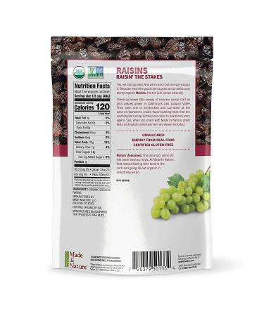 Organic Dried Raisins - Non-GMO, Unsulfured Vegan Snack | 12 oz (Pack of 6) - Made In Nature - Buy Online on GoSupps.com
