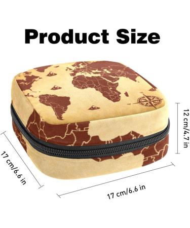 Retro World Map Storage Bags for Women's Bandages & Tampons - Portable & Stylish Organizers for School & Office - Buy Online on GoSupps.com