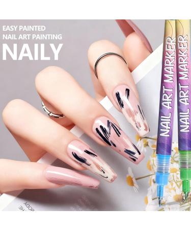 12-Color Nail Art Pen Set DIY Nail Art Design Pens Quick-Drying Smudge-Proof Lining Gel Nail Artist Markers Waterproof Nails - Buy Online on GoSupps.com