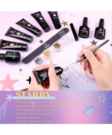 Beetles Poly Nail Gel Kit - 6 Colors with Slip Solution & Brush | Nail Builder & Extension Set for Women | Mother's Day Gift - Buy Online on GoSupps.com