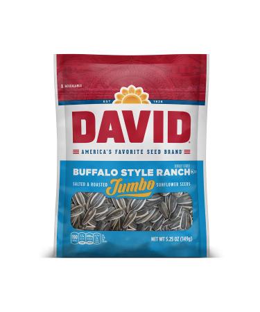 DAVID Seeds Roasted and Salted Buffalo Style Ranch Jumbo Sunflower Seeds, Keto Friendly 5.25 oz (Pack of 1)