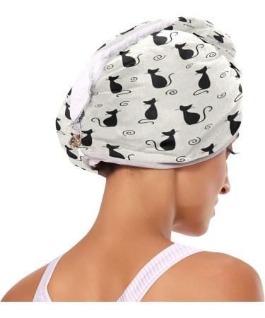 Shop Black Cat Dry Hair Cap - Quick Drying Towel Set with Button Headband | Super Absorbent & Comfortable for All Hair Types - Buy Online on GoSupps.com