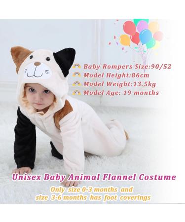 Doladola Unisex Baby Onesie | Animal Cartoon Cat Jumpsuit Romper | Toddler Hooded Outfit 6-12 Months - Beige Cat - Buy Online on GoSupps.com