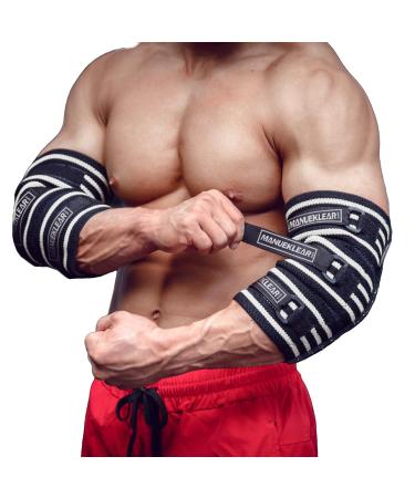 MANUEKLEAR Elbow Sleeves for Weightlifting Elbow Compression Sleeves for Men Adjustable Elbow Wraps for Weightlifting XL(12.5"-14.5")
