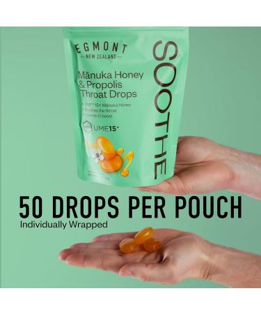 Egmont Honey Manuka Honey & Propolis Throat Drops 50 Count | UMF 15+ New Zealand Honey with Vitamin C | Soothing Natural Relief for Sore Throats - Buy Online on GoSupps.com