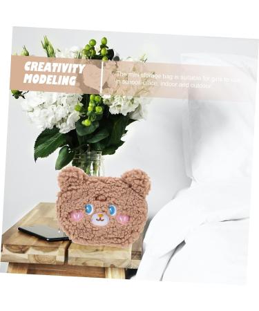 Plush Girl Wallet Mini Handbag Cosmetic Bag in Brown - Portable Money & Cosmetics Holder 15.5X12X5.5CM - Buy Online on GoSupps.com