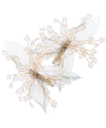 Lurrose 2 x hair clips with green leaves and crystals bridal jewelry wedding hair clips women's leaf hair clip hair accessories for women and parties (green)
