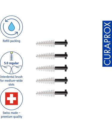 Curaprox Interdental Brushes CPS 15 Regular Black 5 Pack 1.8mm Diameter Refill Pack for Effective Cleaning - Buy Online on GoSupps.com