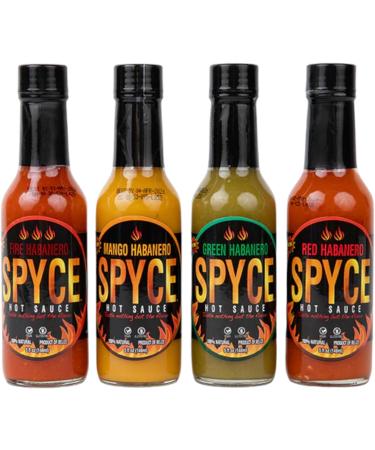 Spyce Hot Sauce Gift Box | Red Habanero | Mango Habanero | Green Habanero | Fire Habanero | 4 x 148mL - Buy Online on GoSupps.com