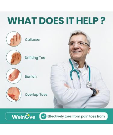 Welnove Gel Pinky Toe Separators - 8 Pack Silicone Spacers & Bunion Cushions for Men & Women | Prevent Rubbing & Relieve Pressure - Buy Online on GoSupps.com