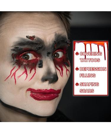 Ultimate Halloween Makeup Kit - Special Effects Zombie Makeup Fake Blood Gel Scar Wax Spatula Stickers & Sponges for Vampire Cosplay - Buy Online on GoSupps.com