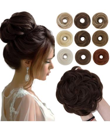 Sego hair part with rubber band large dutt hair parts hair tie with hair hair extension ponytail braid hair bun for women (55 g) medium brown