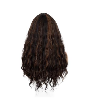 ENTRANCED STYLES Dark Brown Wig with Bangs â€“ Long Wavy Synthetic Wig with Blonde Highlights for Women | Heat Resistant & Natural Look - Buy Online on GoSupps.com