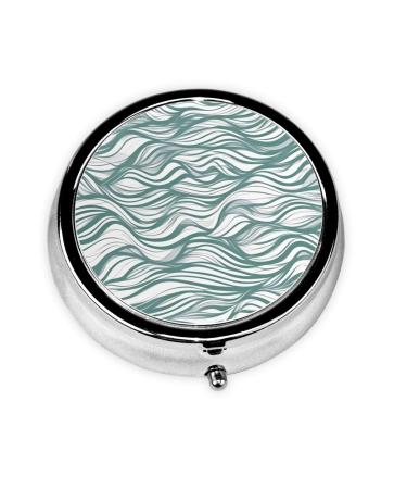 Green Wavy Striperound Pill Box 3 Compartment Round Pill Box Organizer Portable Travel Pill Box for Traveling.