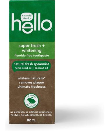 Hello Vegan Fluoride-Free Toothpaste Moisturizing Hemp Seed Oil + Coconut Oil Super Fresh Family Farmed Spearmint Naturally Whitening Toothpaste Helps Remove Plaque 82ml Spearmint 82 ml (Pack of 1) - Buy Online on GoSupps.com