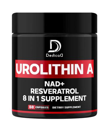 DEDICAD Urolithin A Supplement 1000mg with NAD+, CoQ10, Resveratrol and 4 More for Men & Women - 60 Capsules for 30 Days