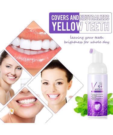 V34 Teeth Whitening Mousse - 1 Fl Oz - Purple Foam Toothpaste for Stain Removal & Brightening - Buy Online on GoSupps.com