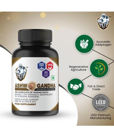 Ashwagandha Supplements 500 mg - Ashwagandha Capsules Pure Organic Ashwagandha Powder Root Extract - Ashwagandha Extra Strenth Stress Relief Mood Enhancer - 120 Days Supply - Buy Online on GoSupps.com