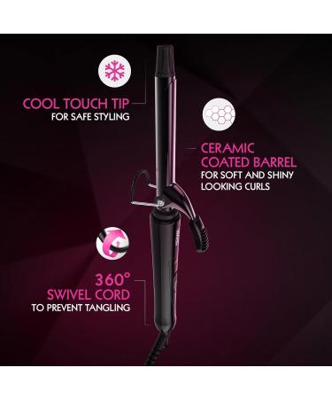 Wahl 19mm Curling Tong Hair Styling Tool - Ceramic Curling Wand for Shiny Curls - Quick Heat, Cool Touch Tip, Swivel Cord - Barrel Clamp, Black - Buy Online on GoSupps.com