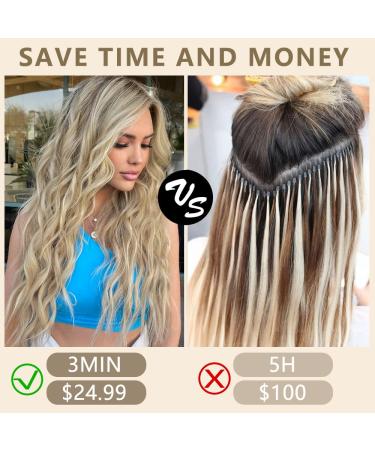 ALXNAN Clip in Long Wavy Synthetic Hair Extension 20 Inch Dirty Blonde - 4PCS Thick Double Weft Hairpieces for Women - Buy Online on GoSupps.com