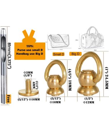 1 Brass Rivets Purse Ball Studs Rivets Nails Chicago Stud Screw 360 Rotatable D Ring Brass Rivets DIY Leather Collar Belt Handbag Shoes Case Motorcycle Furs Jeans Brass Rivets (Big D Ring 2pcs) Big D Ring 2PACK - Buy Online on GoSupps.com