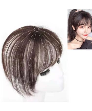 Bangs Hair Clip Lifelike Hair Extensions Wispy Bangs Clip Dark Brown Fake Air Bangs Fringe Refine Facial Contour 3D Real Human Hair Bangs for Daily Wear - Buy Online on GoSupps.com