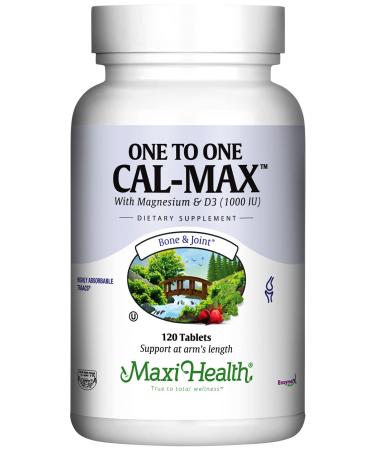 Maxi Health 500 mg Calcium Supplement with Vitamin D3 (1000 IU) and Magnesium (500 mg) - Bone Teeth and Joint Support for Men and Women - 120 Tablets - One to One Cal-Max 120 Count (Pack of 1) - Buy Online on GoSupps.com