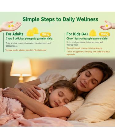 Magnesium Glycinate Gummies 400mg with Ashwagandha, CoQ10, Zinc & Vitamin C - Women Men Adults & Kids 4+ - Sugar Free Vegan Gummies for Sleep, Relaxation & Stress Relief-Pineapple Flavor, 90 Count - Buy Online on GoSupps.com